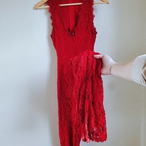 Red Lace Open Back Jumpsuit